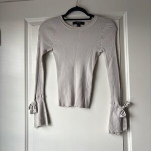 Forever 21 Cream Ribbed Long Sleeve Top